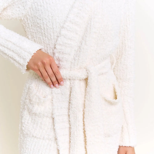 ALVORIA Mirella – damski szlafrok szenilowy Ivory